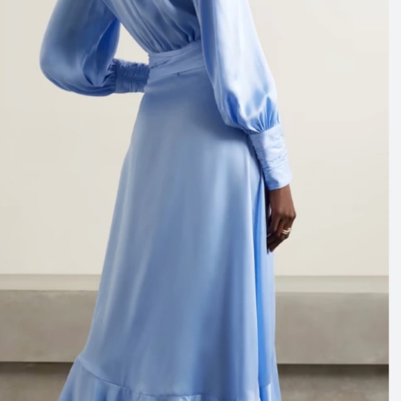 Zimmerman silk cornflower blue midi wrap dress Size 1 - Picture 8 of 12